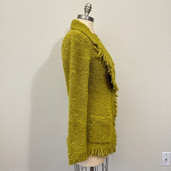 TENSIONE IN by ALTA TENSIONE SRL Fuzzy Knit Blazer Shawl-Lapel in Green - Picture 5 of 13